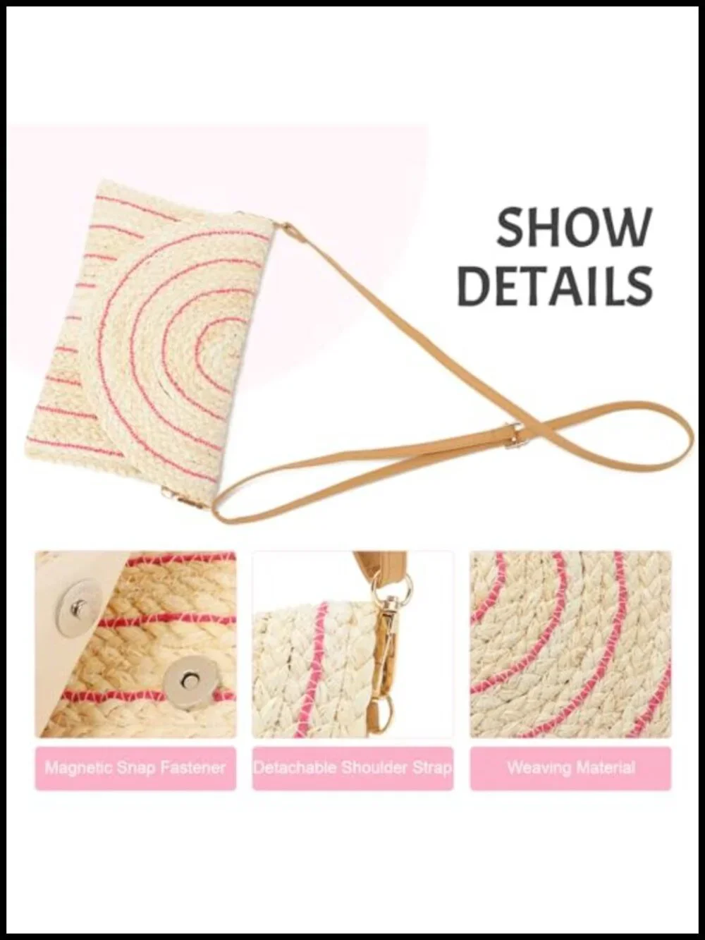 Straw Shoulder Bag Woven Purse Beach Envelope Clutch Crossbody